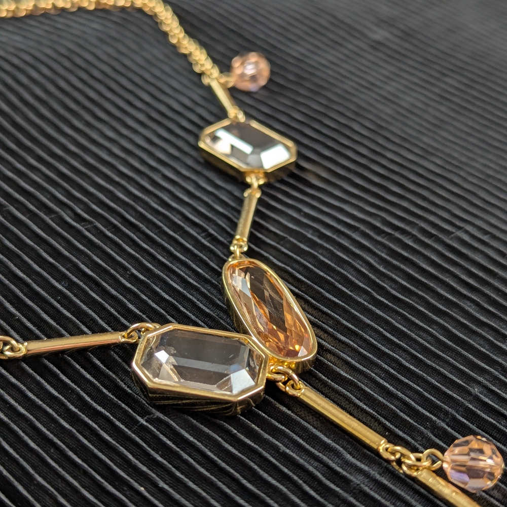 Authentic Swarovski Gold Plated Amber Topaz Austrian Crystal Necklace - Picture 8 of 10